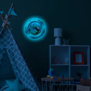 Glow in the dark porthole wall sticker marine animal underwater turtle home decor