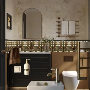 Adesivi per piastrelle smaltate vintage per decorazione parete bagno stile retro.