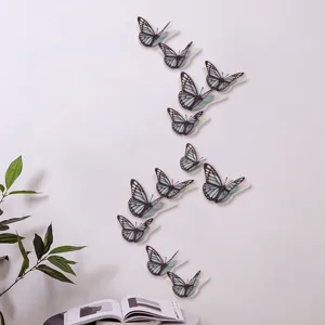 3D holle parelmoer papier vlinder muurstickers voor thuis decor DIY huwelijk feest kunst decor.