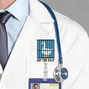 Retractable badge reel with cute silly goose design and ID card holder for daily work use.