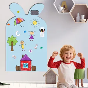 Magnetischer Whiteboard Aufkleber für Kinderzimmer, süße Hasenohren Form mit Zeichnungen.