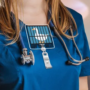 Cute silly goose badge reel ID card holder for nurses, doctors, students, and office work use.