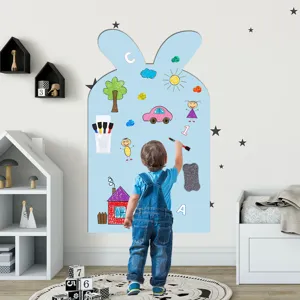 Kinder magnetische Whiteboard Wandaufkleber süße Hasenform DIY Malerei Zimmer Deko