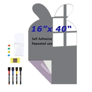Hasenförmiger magnetischer Whiteboard Aufkleber 16x40 Zoll mit Stiften für Kinderzimmer.