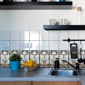 Adesivi per piastrelle floreali retro cucina bagno parete adesiva impermeabile