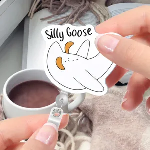 Retractable badge holder with cute silly goose design, perfect for work and daily use.