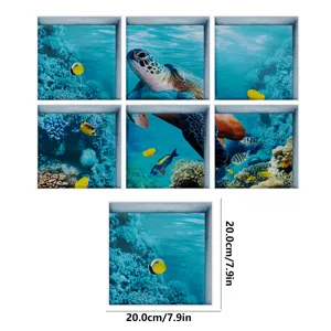Waterproof anti-slip bathroom stickers with ocean underwater sea turtle and fish designs.