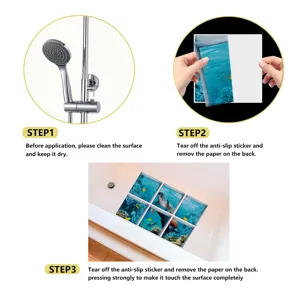 Anti-slip bathtub stickers installation guide detail showing step by step waterproof application.