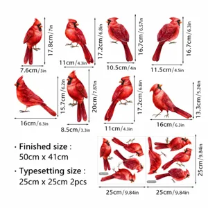 Tabella taglie adesivo statico per finestra cardinale rosso, PVC 50x41cm materiale.