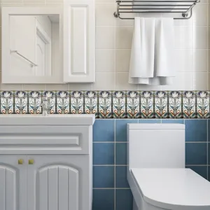 Adesivi per piastrelle floreali retrò cucina bagno bordo decorativo murale autoadesivo
