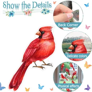 Adesivo per finestre con cardinale rosso anticollezione vetro pellicola decorativa colorata.