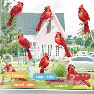 Adesivi per finestre cardinale rosso bifacciale pellicola anti-collisione decorazione casa.