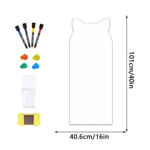 Magnetischer Katzenohr Whiteboard Wandaufkleber mit Markern, Magneten, Tasche und Radierer.