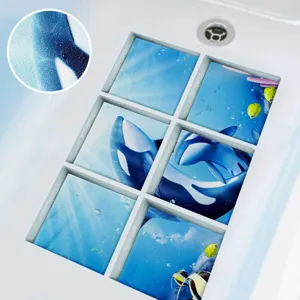 Bathroom bathtub anti-slip stickers detail featuring frosted surface and whale pattern.