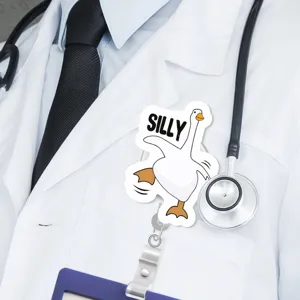 Cute silly goose badge reel id card holder for nurse doctor work office student accessories
