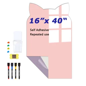 Magnetische Whiteboard Folie rosa Katzenohr Form selbstklebende Tafel fuer Kinderzimmer.
