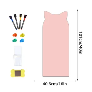 Rosa Katzenohr magnetische Whiteboard Wandaufkleber mit Stiften Zubehör 101x40.6cm