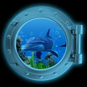 3D Luminous Porthole Dolphin Wall Sticker Underwater Ocean Scenery Home Decor Decal