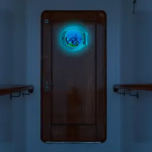 Luminous porthole wall sticker dolphin ocean view glowing decor home room door decoration decal