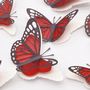 3D holle parelmoer papier vlinder muurstickers voor huisdecoratie bruiloft en DIY ambachten.