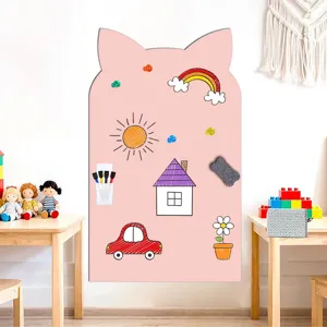 Rosa Katzenohr magnetische Wandtafel Wandaufkleber fuer Kinderzimmer, DIY-Lernaufkleber.