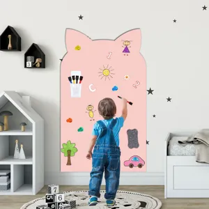 Rosa katzenfoermige magnetische Weisswandtafel Aufkleber fuer Kinderzimmer Wanddekoration