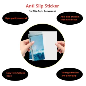 Close up detail showing anti slip sticker peel off layer with wave pattern, easy application.