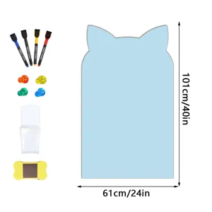 Magnetische Wandtafel in Katzenohrenform mit Stiften Magneten Radierer fürs Kinderzimmer.