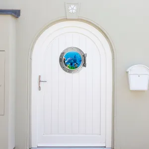 3D dolphin porthole wall sticker fake window door decal removable home room decoration