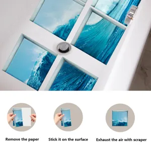 Non-slip bathtub stickers with blue ocean wave pattern, frosted waterproof safety strips for bath.