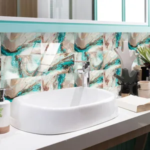Autocollants de carrelage en marbre étanches avec film cristal pour déco murale.