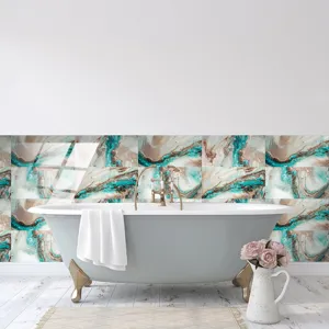 Stickers carrelage effet marbre imperméable brillance cristal autocollants muraux bain