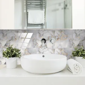 Stickers carrelage effet marbre impermeable avec film cristal pour la deco murale.