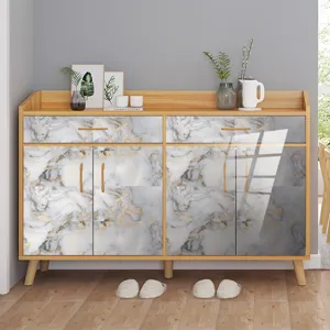 Autocollant de meuble texture marbre, papier peint film cristal imperméable pour armoire, poignées.
