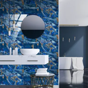 Autocollants de carrelage en marbre cristal épaissi pour décoration murale de salle de bain.