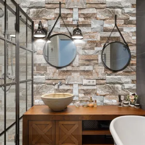 Carta da parati adesiva effetto pietra adesivo murale impermeabile per cucina e bagno decoro