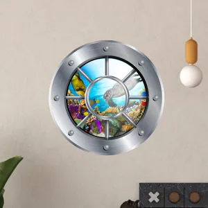 Luminous 3D Pothole Wall Sticker Underwater World Ocean Turtle Decal for Kids Room Decor