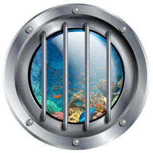 Ocean underwater world porthole wall sticker for kids room background decoration details