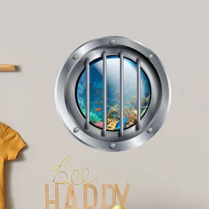 Glow in the dark porthole wall sticker underwater ocean world kids room decor vinyl decal
