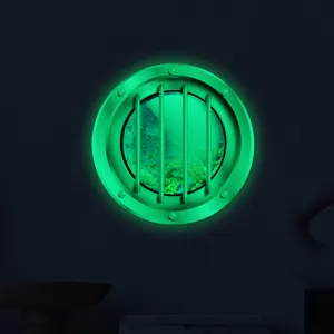 Luminous porthole wall sticker glow in the dark underwater world room decor decal.