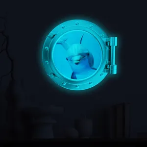 Luminous porthole wall sticker glow in the dark dolphin cartoon design for kids room decor