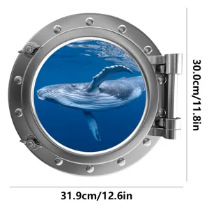 3D Ocean Porthole Underwater Whale Wall Sticker Decal for Kids Room Kindergarten Decor