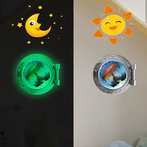 Luminous porthole wall sticker glow in the dark ocean jellyfish kids room decor 1pc