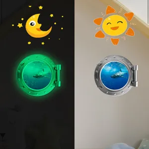 Luminous window wall sticker glow in the dark cartoon shark wall decals for kids room decor