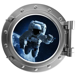 Glow in the dark space porthole wall sticker astronaut window decor for kids room