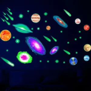 Leuchtend im Dunkeln Sterne Galaxien Wandaufkleber Luzider Planet Meteor Aufkleber für Kinderzimmer Heimdekoration