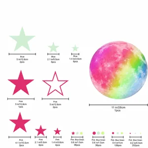 1560pcs Glow in the Dark Stars Moon Wall Stickers Colorful Luminous Decals for Kids Room Decor