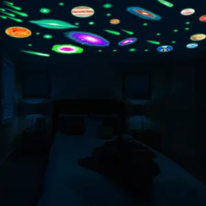 Leuchtende Sterne und Planeten Deckenaufkleber, leuchtende Galaxie Wandtattoos Kinderzimmer.