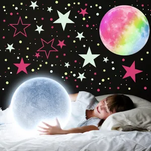 1560pcs luminous wall stickers glowing stars dots rainbow moon for kids bedroom decor