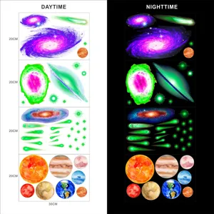 Leuchtende Galaxie und Planeten Wandaufkleber, fluoreszierende Sterne für Kinderzimmer Dekoration.